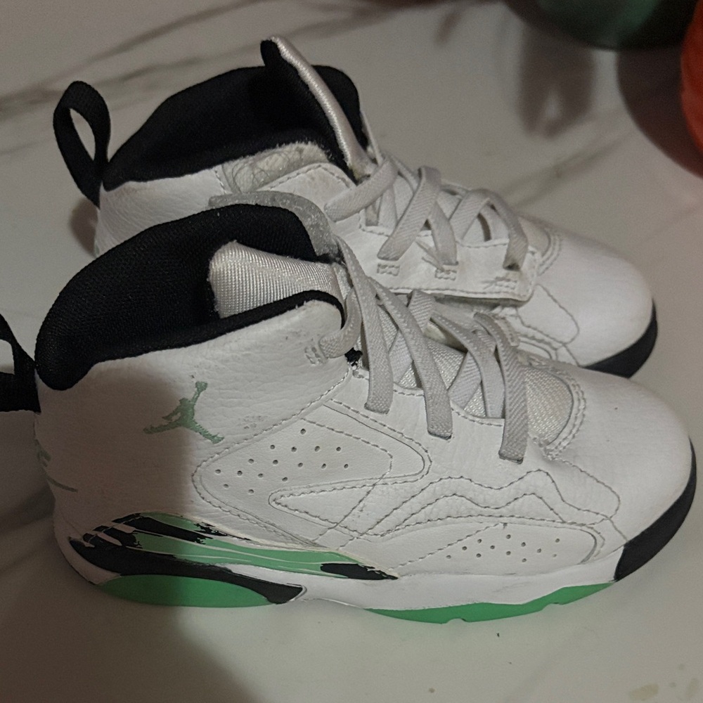 Jordan Kids White and Green Sneakers
